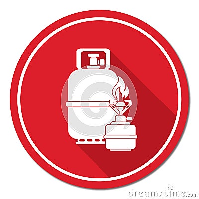 Camping stove with gas bottle icon vector Vector Illustration