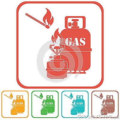 Camping stove with gas bottle icon vector Vector Illustration