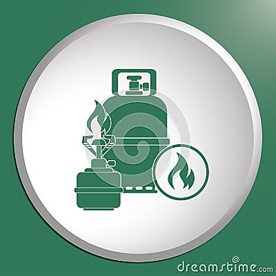 Camping stove with gas bottle icon Vector Illustration