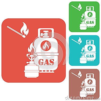 Camping stove with gas bottle icon vector Vector Illustration