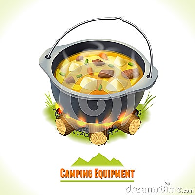 Camping symbol food pot Vector Illustration