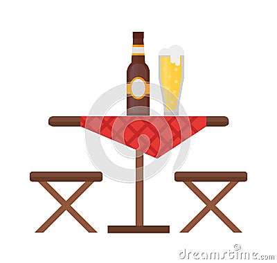 Camping table and chair vector set. Vector Illustration