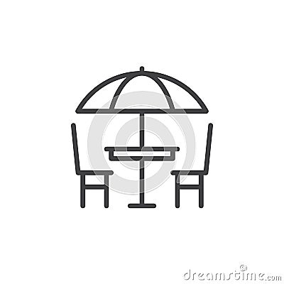 Camping table and chairs line icon Vector Illustration