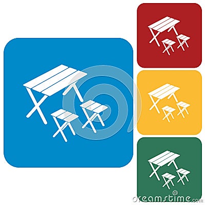 Camping table and stool icon Vector Illustration