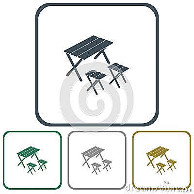 Camping table and stool icon Vector Illustration