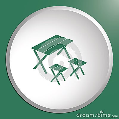 Camping table and stool icon Vector Illustration