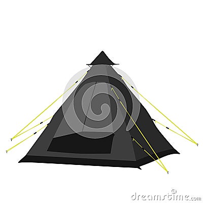 Camping tent black Cartoon Illustration