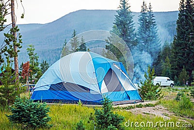 Camping Tent in Colorado Stock Photo