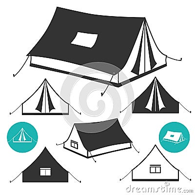 Camping tent in 3D, isometric Vector Illustration