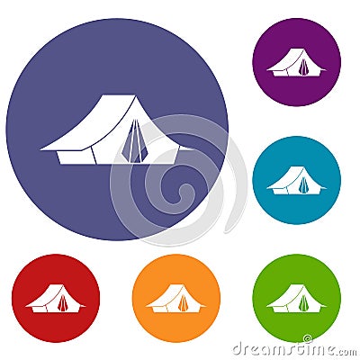 Camping tent icons set Vector Illustration