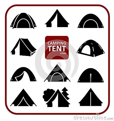 Camping tent icons set Vector Illustration