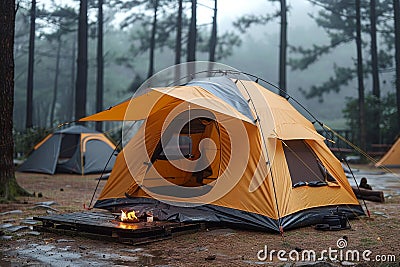 Camping tent, Nature travel concept. generative AI Stock Photo