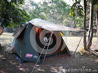 Camping tent in Thailand Nation Park. Editorial Stock Photo