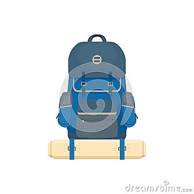 Camping, tourist backpack. Tourist retro backpack. Vector illustration. Vector Illustration