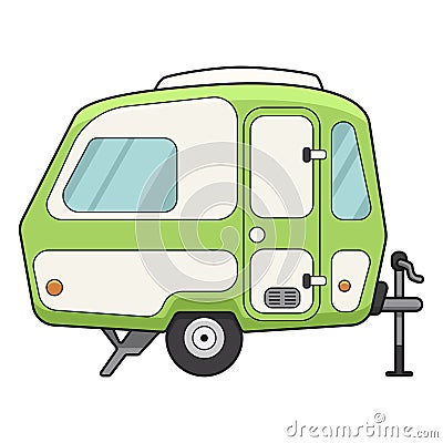 Camping trailer icon, holiday home for travel Vector Illustration