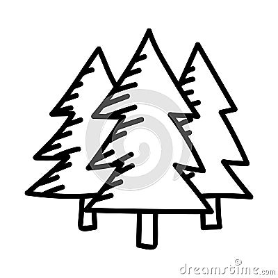 Camping Trees Color Icon. Vector Design Illustration Sign Stock Photo