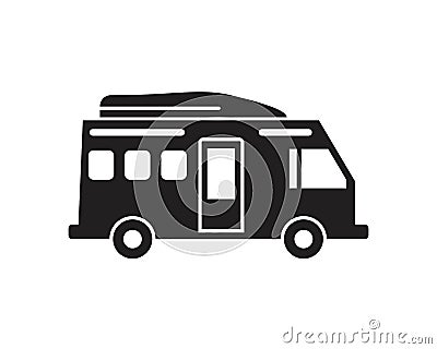 Camping trucks black glyph icon template black color editable. Camping trucks black glyph icon symbol Flat vector illustration for Vector Illustration