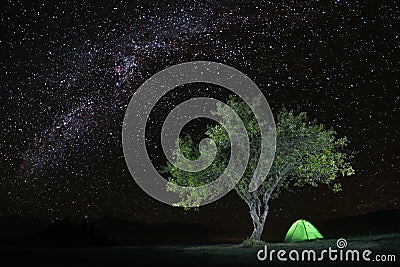 Camping under the starry sky Stock Photo