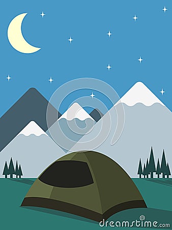 Camping Under The Stars Vector Illustration