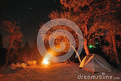 Camping under the stars Stock Photo