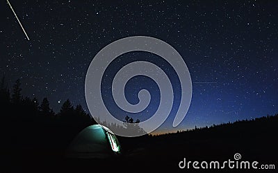 Camping under the Stars Stock Photo