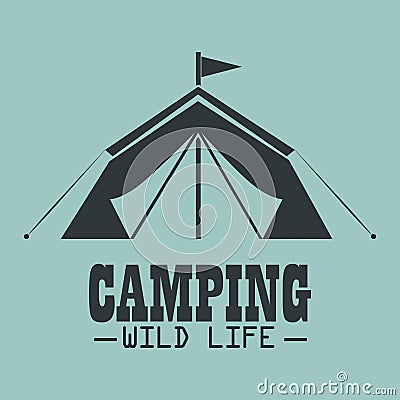 Camping wild life with tent Vector Illustration