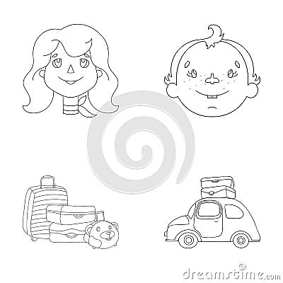 Camping, woman, boy, bag .Family holiday set collection icons in outline style vector symbol stock illustration web. Vector Illustration