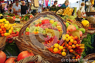 Campo de' Fiori market in Rome. Editorial Stock Photo