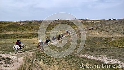 in Campo Imperatore, Abruzzo, it is possible to go horseback riding and feel like a cowboy for a day Editorial Stock Photo