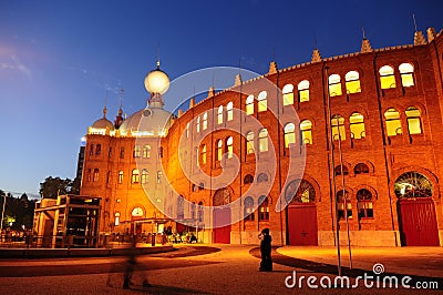 Campo Pequeno Arena at Dusk, Lisbon, BullRing, Sunset Editorial Stock Photo