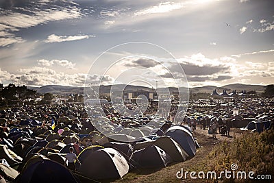 Campsite at music festival Stock Photo