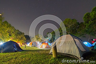 Campsite at Night Stock Photo