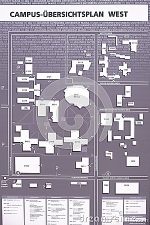 Campus overview map Cartoon Illustration