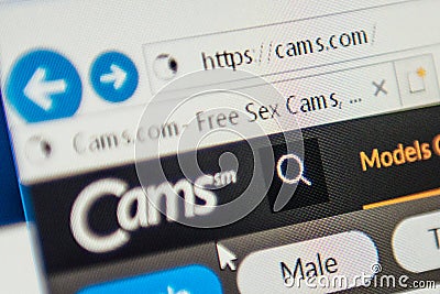 Cams.com Web Site. Selective focus. Editorial Stock Photo