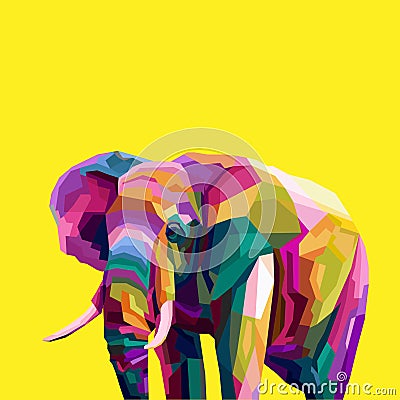 Colorful elephant pop art portrait Vector Illustration