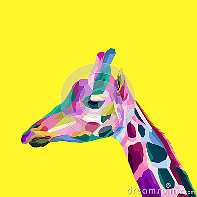 Colorful geometric girrafe pop art portrait Vector Illustration