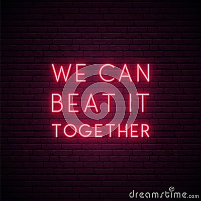 We can beat it together. Stay home campaign. Vector Illustration