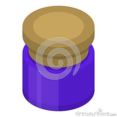 Can of blue gouache icon, isometric style Vector Illustration