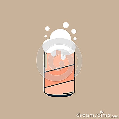Can of cold soda vector. Soda can icon. Drink color icon. Foam from a can vector. Frothy soda vector. Vector Vector Illustration