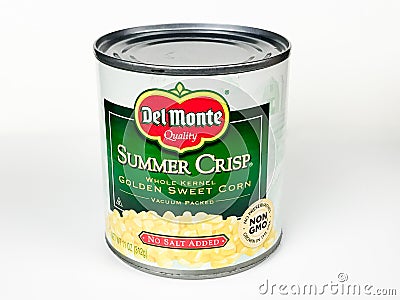 Can of Del Monte Summer Crisp Golden Sweet Corn Editorial Stock Photo