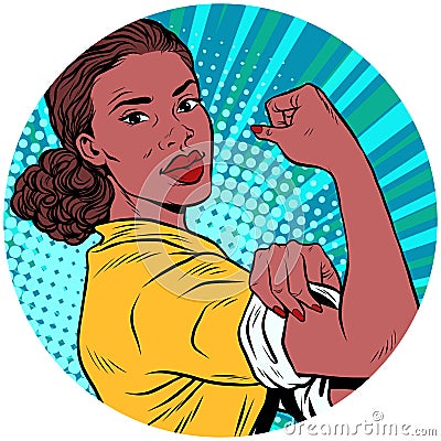 we can do it black woman African American pop art avatar charact Vector Illustration