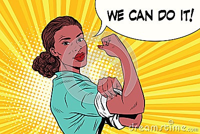 We can do it black woman feminism and protest Vector Illustration