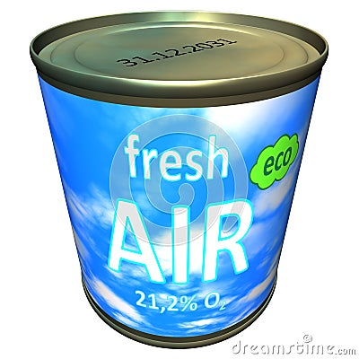 Can of ecologic fresh air - cartoon Stock Photo