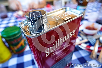 Can Of Moonshine At BBQ Party Editorial Stock Photo