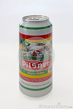 A Can of Old Style Pilsner 710ml. German style beer brewed by Molson Coors Canada Editorial Stock Photo