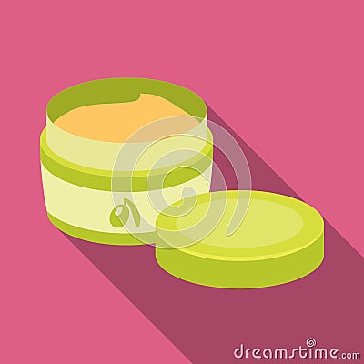 A can of olive cream.Olives single icon in flat style vector symbol stock illustration web. Vector Illustration