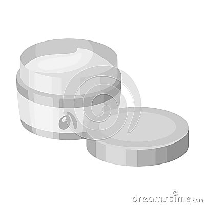 A can of olive cream.Olives single icon in monochrome style vector symbol stock illustration web. Vector Illustration