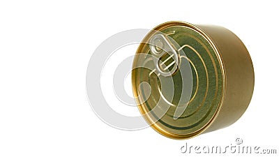 Can with opener. Canned prepared food, conserved snack Stock Photo