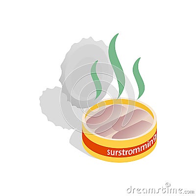 Can of surstomming, danish fermented herring icon Stock Photo