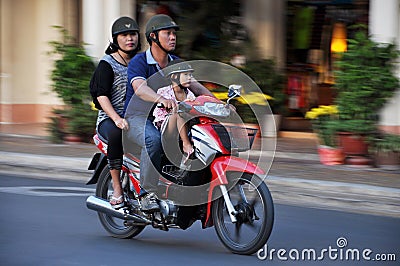 Motorbike rider in Vietnam. Panning effect Editorial Stock Photo